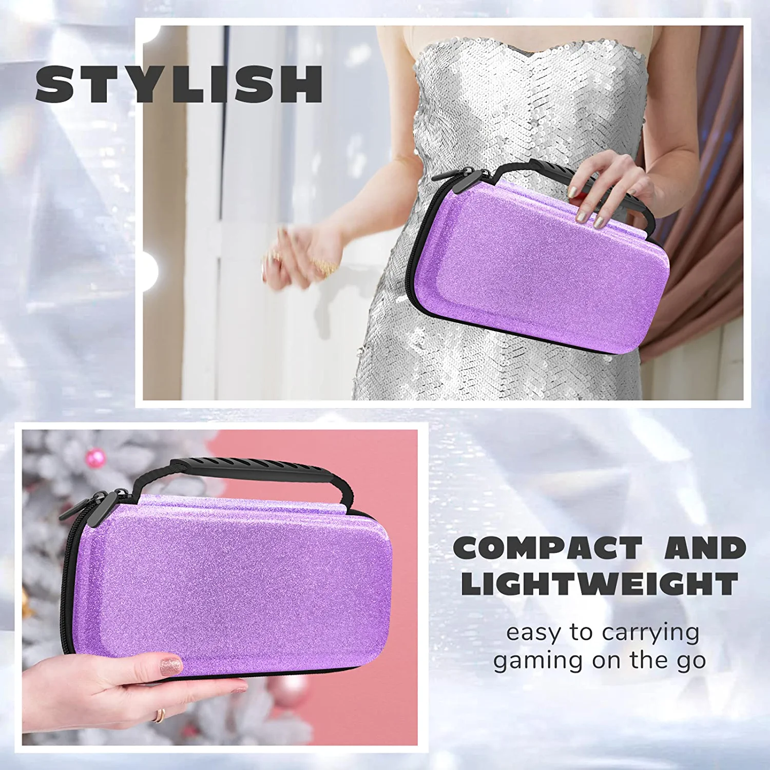 JYPS Glitter Carrying Case Nintendo Switch Purple photo 6