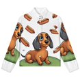 thumbnail image 4 of Jackets for Women Winter Coat Jackets Flannel Stand Collar Jacket(Cute Dog with Hotdogs,Size:S-4XL), 4 of 7