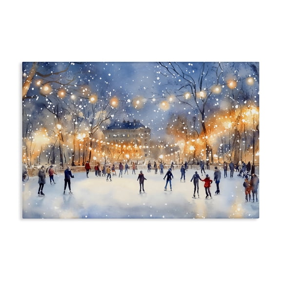 Ice Skating Under The Lights Canvas Art, 24 x 16, Made In USA