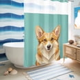 thumbnail image 5 of No Hook Shower Curtain, Green Dog Shower Curtains for Bathroom with See Through Top Window, Funny Animals Modern Art Waterproof & Washable Bath Curtain Extra Long 72"x96", 5 of 9