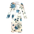 thumbnail image 3 of Babysbule Liquidation Robes d'Automne pour Femmes Mode Femmes Décontracté Élégant Col Rond Imprimé Été Manches Longues Poches Robe, 3 of 5