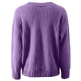 thumbnail image 4 of Arlun V-Neck Sweaters for Women Soft Long Sleeve Versatile Knitted Sweater Casual Loose Fit Solid Color Drop Shoulder Pullover Tops Autumn and Winter Going out Clothes Purple S, 4 of 4