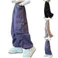 thumbnail image 6 of ZACPNCV Hip Hop Dance Cargo Pants for Girls Boys Wide Leg High Elastic Waisted Jogger Sweatpants Streetwear Active Pants 11-12 Years, 6 of 6