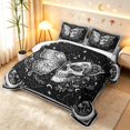 thumbnail image 3 of Homewish Goth Halloween Skull Butterfly Twin Quilt Set,Moon Mushroom Twin Coverlet Set,Black Reversible,2pcs, 3 of 7