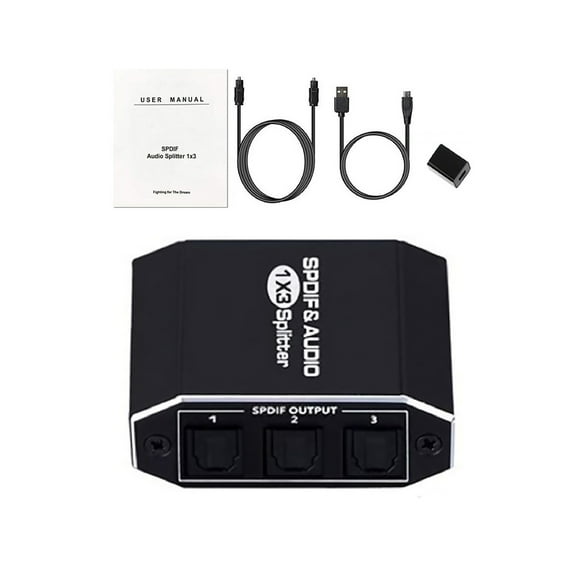 For Toslink Splitter 1 in 3 Out Supports LPCM/DTS/Dolby, Enhances Audio Experience for AV Receivers GUYUTING Spare Part