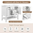 thumbnail image 3 of 36" Bathroom Vanity Base Only, Bathroom Storage Cabinet with Two Cabinets and Drawers, Modern Bathroom Cabinet Base with Open Shelf, Solid Wood Frame, White, 3 of 8