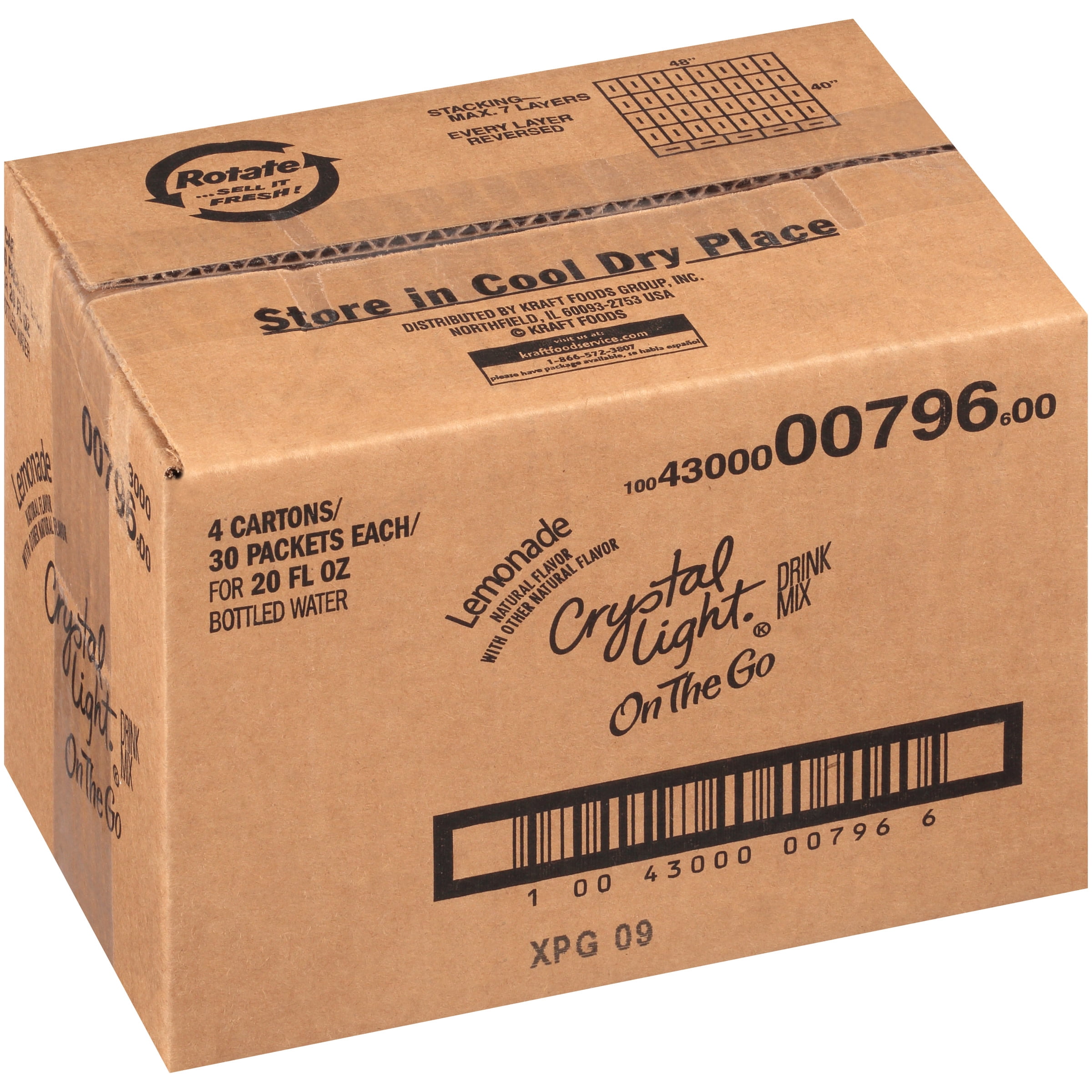 Crystal Light Lemonade Naturally Flavored Powdered Drink Mix, 120.0 ct Casepack, 4 Boxes of 30 On-the-Go Packets