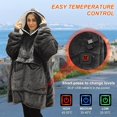 thumbnail image 5 of Wearable Heated Blanket Hoodie,USB Heated Blanket Electric Wearable Blanket,Electric Blanket with Sherpa Fleece Flannel,Giant Pocket & Sleeves,3 Heat Settings,3 Hours Auto Shut-off (No Battery),Gray, 5 of 8