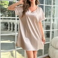 thumbnail image 2 of Ujnder Women's Nightgown Ice Silk Thin Home Service Long Sleep Dress for Ladies Casual Sleepwear Beige One Size, 2 of 4