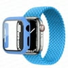 Braided Solo Loop Strap+Case for Apple Watch Band 44mm 40mm 45 mm 41mm,Nylon Fabric Elastic Bracelet iWatch Series 7 6 5 4 SE - water blue