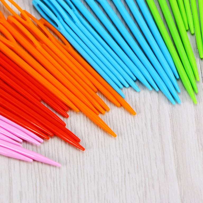 20 Pcs Mix Color 2.75 Plastic Large-Eye Needles Sewing Needles