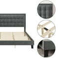 thumbnail image 3 of Full Size Bed Frame With Buttoned Linen Headboard,Modern Upholstered Platform Bed with Heavy Duty Base and Wood Slat Support,No Box Spring Required,No Noise, 3 of 8