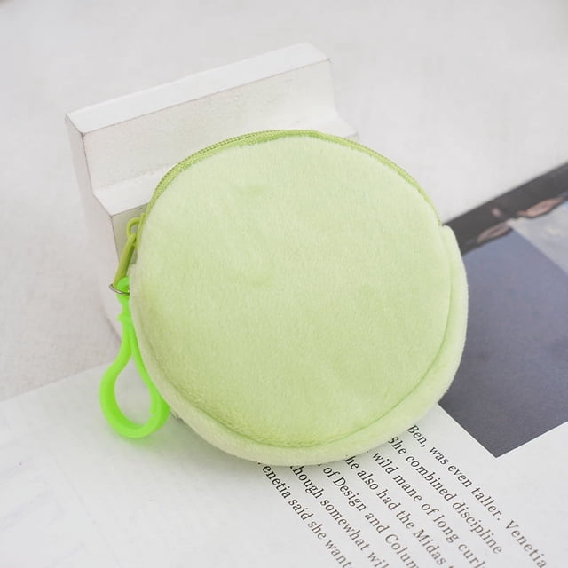 Monedero redondo de peluche de color caramelo, llavero, billetera bonita, tarjetero para mujer, monedero sencillo