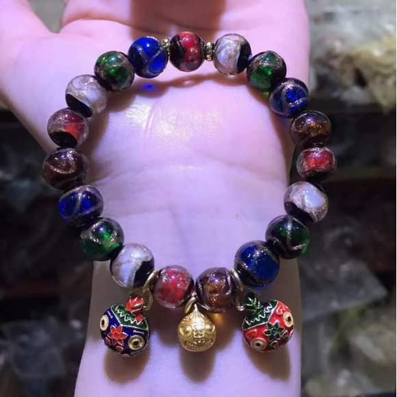 HOOUN Ancient Fragrant Grey Glaze Five Color Duobao Swallowing Gold Beast Bracelet
