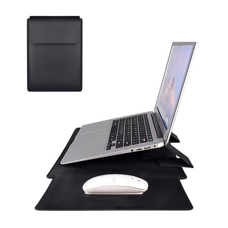 11 13 15 Colorful Pouch Shockproof Notebook Computer PU Leather Laptop Bag Stand Case Ultrabook Sleeve BLACK 13-13.3 INCH