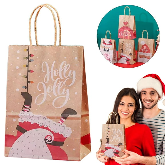 Christmas Gift Bags with Handles, Christmas Gift Bags Paper Gift, Candy Bag, Gift Wrap Bags Christmas Goody Bags, Holiday Treat Box and Presents for Xmas Party Favors 32 x 26 x 12cm