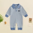 thumbnail image 2 of Gerichy Newborn Baby Girl Boy Winter Clothes Long Sleeve Lapel Jumpsuit Collar Striped Romper Playsuit Infant Baby Boys Fall Outfit 0-18 Months, 2 of 6