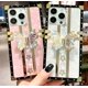thumbnail image 2 of Funda compatible con iPhone de 16 a 6,1 pulgadas con purpurina de lujo, diseño de mariposa, plegable, con soporte, suave, con efecto espejo de policarbonato, antideslizante, para mujeres y niñas, 2 of 6