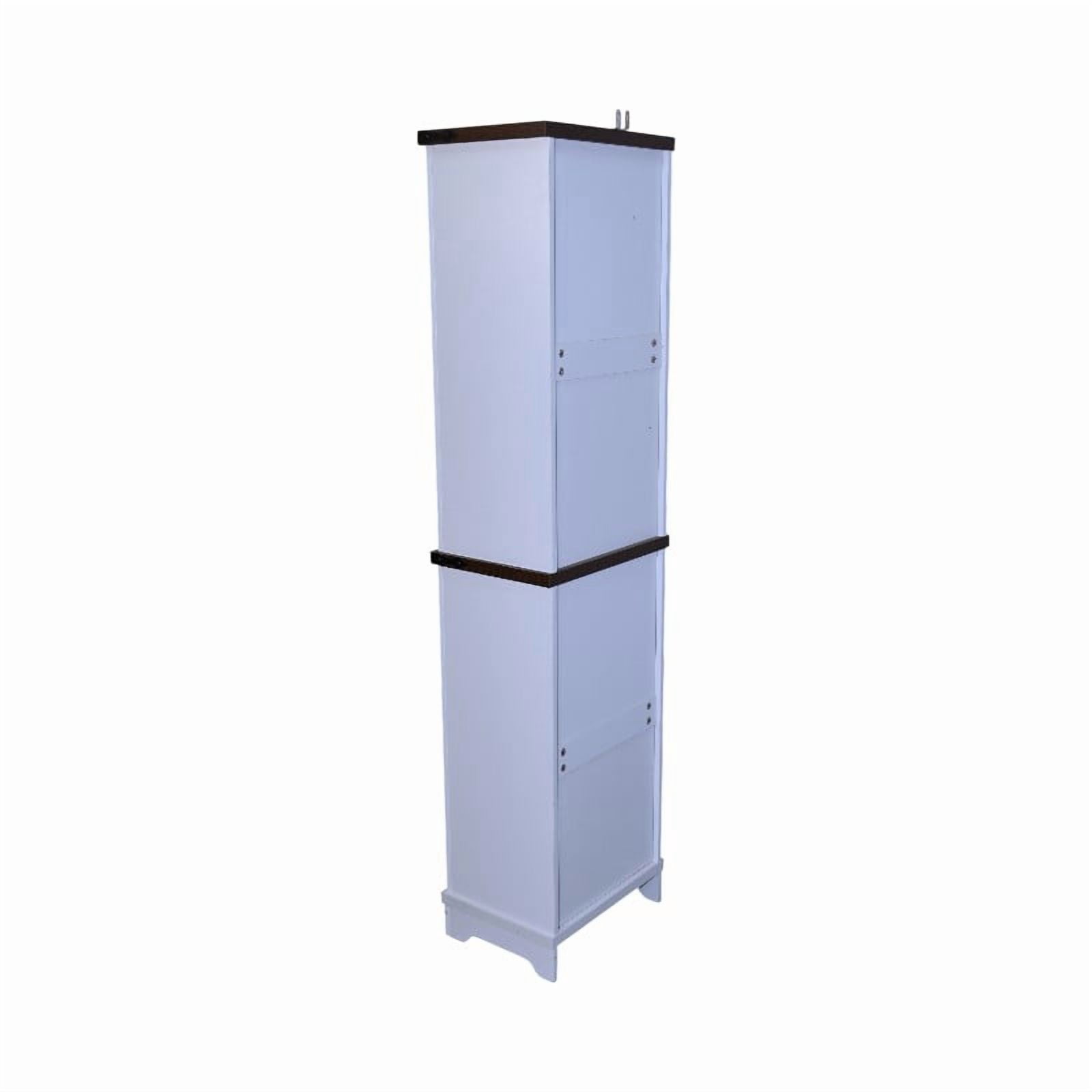 Leumius 63" Tall Narrow Storage Cabinet,Farmhouse Storage Cabinet with Adjustable Shelves & Storage Drawer for Bathroom, Living Room,White