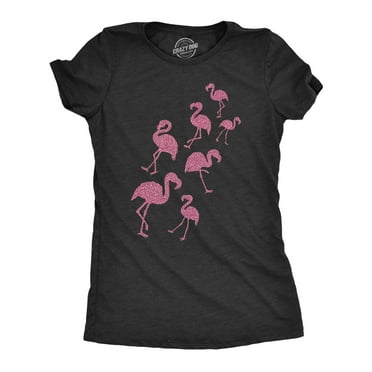 Womens Glitter Flamingos T Shirt Funny Cute Top Vacation Graphic Novelty Tee for Ladies Womens Graphic Tees