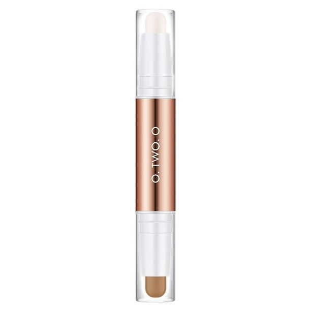 Highlight Stick Pen - Corrector mate profesional de doble cabezal para maquillaje Café blanco + ligero