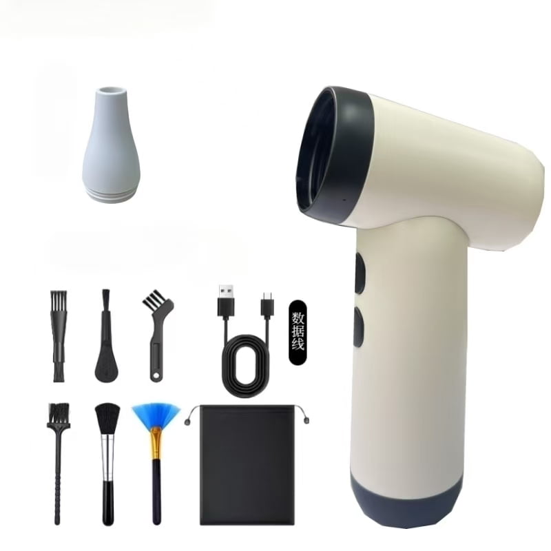 Handheld Hair Dryer 11V 40W High Power Wireless Portable Brushless Motor Lighting Multifunctional Fan(White and Black-A01)