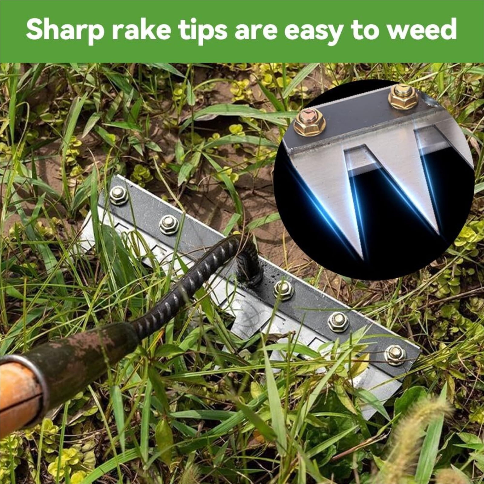 Detachable Carbon Steel Weeding Rake - Heavy Duty Dethatcher with 5-8 Teeth, Manual Claw Weeder Tool for Lawn, Yard & Farm