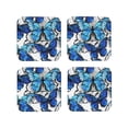 thumbnail image 2 of Balery 4 Pcs Blue And White Butterfliesleather Coasters Set, Drink Table Cup Coasters For Living Room Kitchen Coffee Decor, 2 of 9