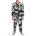 thumbnail image 3 of Daiia Psychedelic Skull Illusion Art for Men's Long-Sleeved Pajama Set – Soft & Comfortable Sleepwear Button-Up Pajamas Cozy Lounge Wear-Medium, 3 of 7