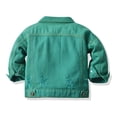 thumbnail image 3 of IBTOM CASTLE Toddler Kid Baby Boys Girls Denim Jacket Long Sleeve Button Down Jeans Coat Cowboy Overcoat Hoodie Casual Outwear 2-3 Years Green, 3 of 8