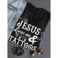 thumbnail image 3 of Jesus Tattoos Women Black T-Shirt, Female x-Large, 3 of 4