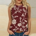 thumbnail image 2 of ZQUUVOU Tank Top For Women Summer Casual Printed Crew Neck Tops (Burgundy,2XL), 2 of 4