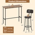 thumbnail image 3 of Gymax Industrial Bar Table Set Space-Saving Pub Table & Stools Set for Dining Room, 3 of 10