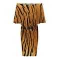 thumbnail image 5 of Tiger Skin Texture Women's Off The Shoulder Ruffles Summer Wedding Guest Loose Casual Party Beach Dress, 5 of 9