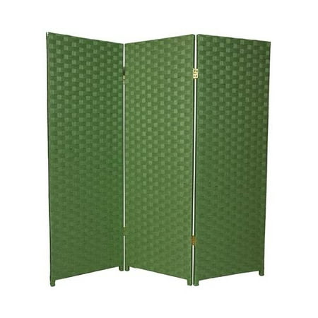 4 ft. Tall 3-Panel Woven Fiber Room Divider Light Green