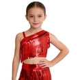 thumbnail image 3 of YiZYiF Girls Shiny Metallic Fringe Tassel Crop Top Music Festival Rave Party Jazz Latin Dance Vest Red 14, 3 of 5