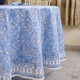 thumbnail image 3 of Light Steel Blue 100% Cotton Spring Summer Round Tablecloth, Block Print Table Cloth for Dining, Weddings, Outdoors, Parties, Grand Millenial Home 60" Inches Round, 3 of 3