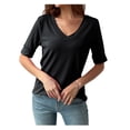 thumbnail image 4 of Deep V Neck Summer Tops Tee Shirts Womens T Shirts Casual Plus Size Plain T Shirts Unisex Oversized Tshirts Get it Fast, 4 of 9
