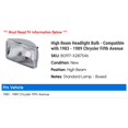 thumbnail image 2 of High Beam Headlight Bulb - Compatible with 1983 - 1989 Chrysler Fifth Avenue 1984 1985 1986 1987 1988, 2 of 2