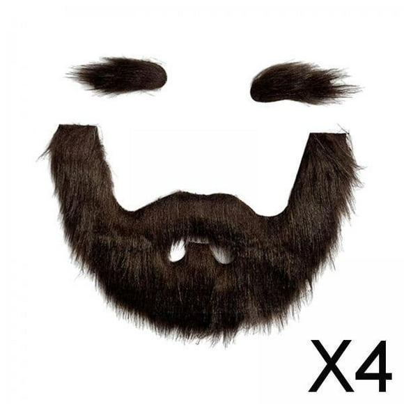 BELOVING 4xFalse Eyebrow and Beard Set Costume Mustache for Performance Cosplay Festive Brown