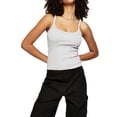 thumbnail image 1 of Lucakuins Mujeres Tank Tops, Color Sólido Básico Sin Mangas Escote Redondo Slim Fit Camisas Camisola Acanalada Tops Lucakuins moda, 1 of 5