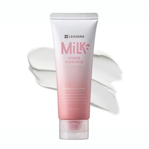 Leaders Milk Sponge White Mud Pack to Foam - Pore Cleansing & Exfoliating Mud Pack to Foam | Moisturizing Soft, Gentle Cream Formula to Clean Skin & Remove Dead Skin Cells and Impurities, 120g