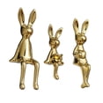 thumbnail image 4 of 3 piezas de estatuas de conejo, figura de familia de conejos, figuras de animales, escultura de mesa Oro, 4 of 9