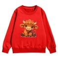thumbnail image 4 of LUOGENLI Hoodies Cute Sweatshirts for Girls 10-12 Girls' Autumn and Winter Cute Cow Print Round Neck Long Sleeve Casual Hoodless Sweatshirt Girls Sweatshirts Size 10-12 Black Red 13-14 Years, 4 of 4