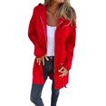 thumbnail image 5 of Women Jacket Windbreaker Style Hooded Zippered Pockets Solid Color Zipper Closure Thermal Long-Sleeved Biking Hiking Workout Spring Fall Winter Coat, 5 of 7