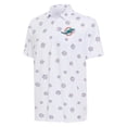 thumbnail image 2 of Men's Antigua White Miami Dolphins Fireworks Polo, 2 of 3