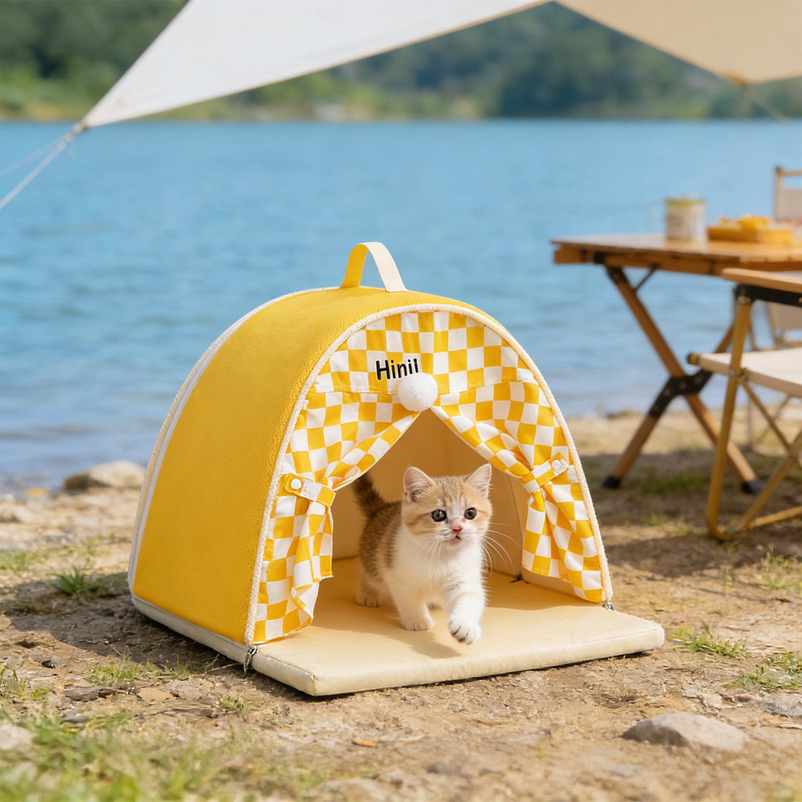 Portable Pet Tent Bed for Cats and Small Dogs, Foldable Mesh Indoor Outdoor Pet House, Breathable -Proof Summer Pet Sleeping Area