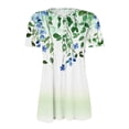 thumbnail image 4 of Thousandth Women's Henley Short Sleeve Blouses Plus Size Summer Tops Floral Print Casual Tunic Tops Breathable Loose Fit V-Neck Pullover with Buttons Pleated, 4 of 6