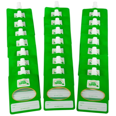 Disposable 6oz Baby Food Storage Pouch Containers, 24 Pk- Write What You Want Squeezable Pouches- Make Homemade Organic Food for Babies/Toddlers- Works with Most Filling Stations Including Infantino