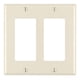 thumbnail image 1 of Placa de pared Leviton Decora GFCI de 2 elementos, termoendurecible, color almendra claro, 1 of 1